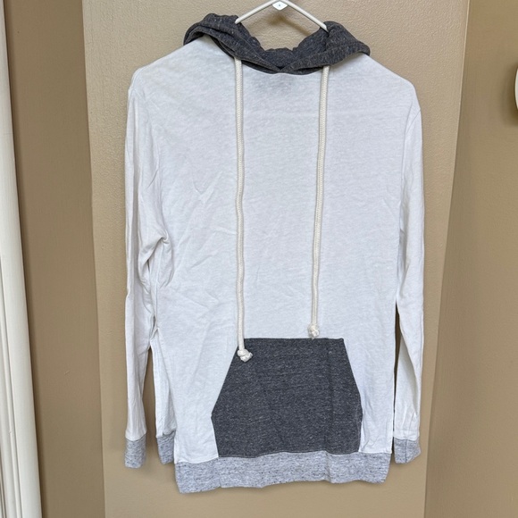 Monrow Tops - Monrow White&Gray XS lightweight Hoodie Pocket&slits on sides good condition